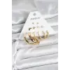Gold Renk 6 Çiftli Pirinç Kadın Küpe Seti