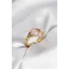 Gold Renk Pembe Damla Model Kadın Yüzük