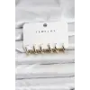 Gold Renk Pirinç Halka Kadın Küpe Seti