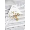 Gold Renk Pirinç Kadın 6 Çift Küpe Seti