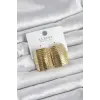 Gold Renk Pirinç Vintage Esintili Statement Küpe