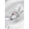 Gümüş Renk Pembe Damla Model Kadın Yüzük