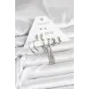 Gümüş Renk Pirinç 6 Çiftli Kadın Küpe Seti