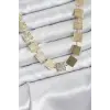 Kare Plaka Model Gold Renk Kadın Kolye