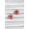 Pembe Zirkon Taşlı Düğme veya Manşet Broşu