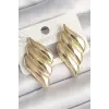 Pirinç Gold Renk 3 Sıralı Dalgalı Model Kadın Küpe