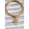 Pirinç Gold Renk Baget Zirkon Taşlı Ajda Charm