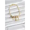 Pirinç Gold Renk Charmlı Kadın Bileklik
