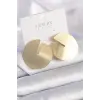Pirinç Gold Renk Daire Plaka Model Kadın Küpe