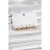 Pirinç Gold Renk Halka Kadın Küpe Seti