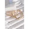 Pirinç Gold Renk Halka Model Kadın Küpe Seti
