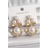 Pirinç Gold Renk İncili Çapa Model Kadın Küpe