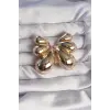 Pirinç Gold Renk İri Bombeli Kelebek Küpe