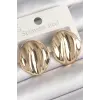 Pirinç Gold Renk İşlemeli Daire Plaka Model Kadın Küpe
