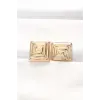 Pirinç Gold Renk Kare Form Küpe