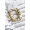 Pirinç Gold Renk Kruvasan Model Kadın Küpe