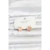 Pirinç Gold Renk Pembe Çiçek Model Çocuk Küpe
