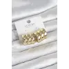 Pirinç Gold Renk Üçlü Görünüm Kadın Küpe