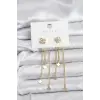 Pirinç Gold Renk Yonca Model Sallantılı Kadın Küpe