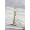 Pirinç Gold Renk Yonca Model Sıralı Zirkon Taşlı Kadın Bileklik