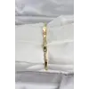 Pirinç Gold Renk Yonca Model Zirkon Taşlı Kadın Bileklik