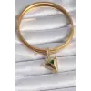 Pirinç Gold Renk Zirkon Taşlı 3D Üçgen Model Ajda Charm