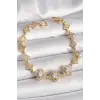 Pirinç Gold Renk Zirkon Taşlı Yonca Model Kadın Bileklik
