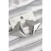 Pirinç Gümüş Renk 3D Üçgen Model Kadın Küpe