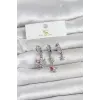 Pirinç Gümüş Renk Çiçek Model 3lü Kadın Küpe