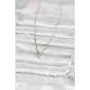 Pirinç Gümüş Renk Damla Model Kadın Kolye