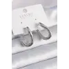Pirinç Gümüş Renk Halka Model Kadın Küpe