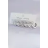 Pirinç Gümüş Renk Oval Küpe Seti