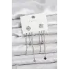 Pirinç Gümüş Renk Yonca Model Sallantılı Kadın Küpe