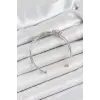 Pirinç Gümüş Renk Zirkon Taşlı Yonca Model 2li Kadın Bileklik