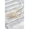 Pirinç Halka Model Gold Renk Kadın Set Küpe