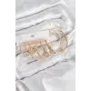 Pirinç Halka Model Gold Renk Kadın Set Küpe