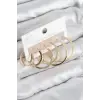 Pirinç Halka Model Gold Renk Kadın Set Küpe