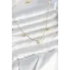 Pirinç Minimal Gold Renk Yonca Model Kadın Kolye