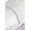 Pirinç Zirkon Taşlı Yonca Model Gümüş Renk Kadın Bileklik