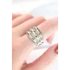 Silver Renk Ayarlanabilir Çizgili Bombe Yüzük
