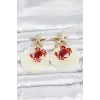 Yengeç Model Yıldız Detaylı Sedefli Kadın Küpe