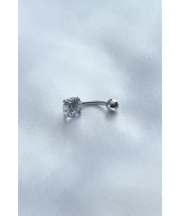 316L Cerrahi Çelik Zirkon Taşlı Göbek Piercing