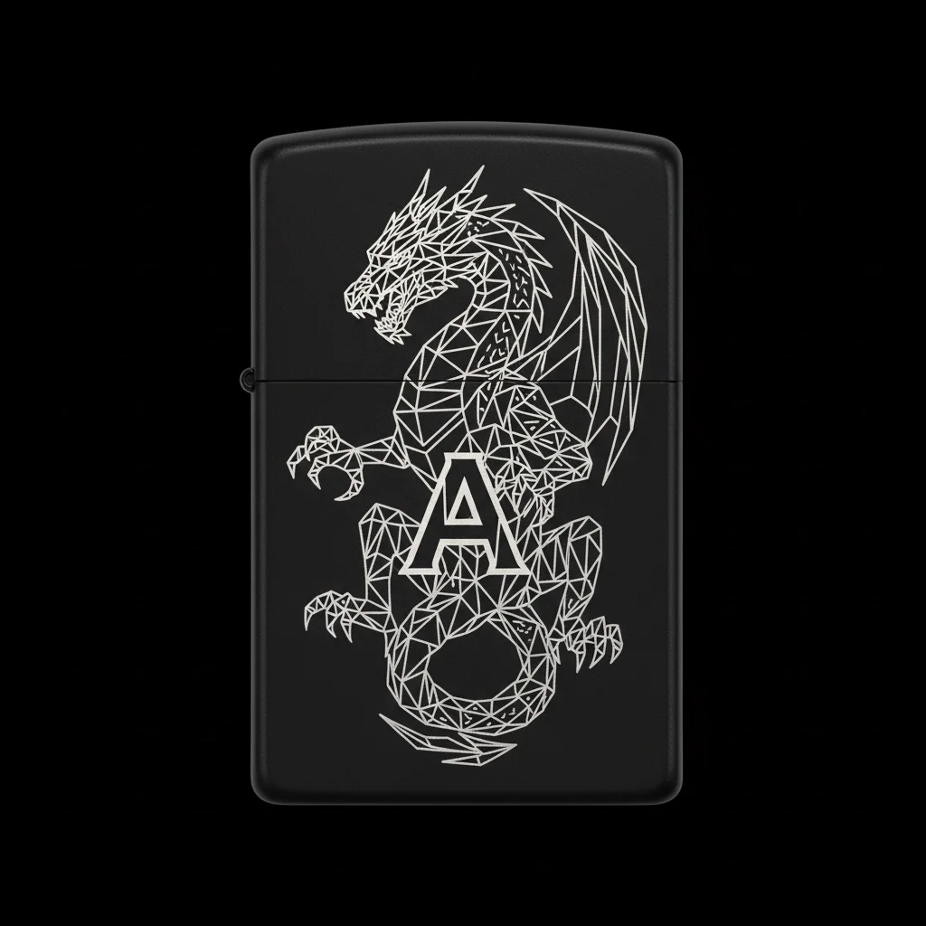 Zippo Ejderha Figürlü A Harfli Tasarım - V1