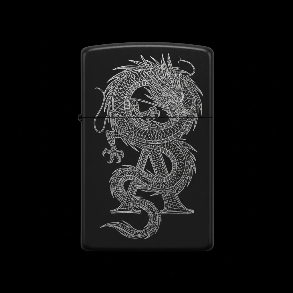 Zippo Ejderha Figürlü A Harfli Tasarım - V14