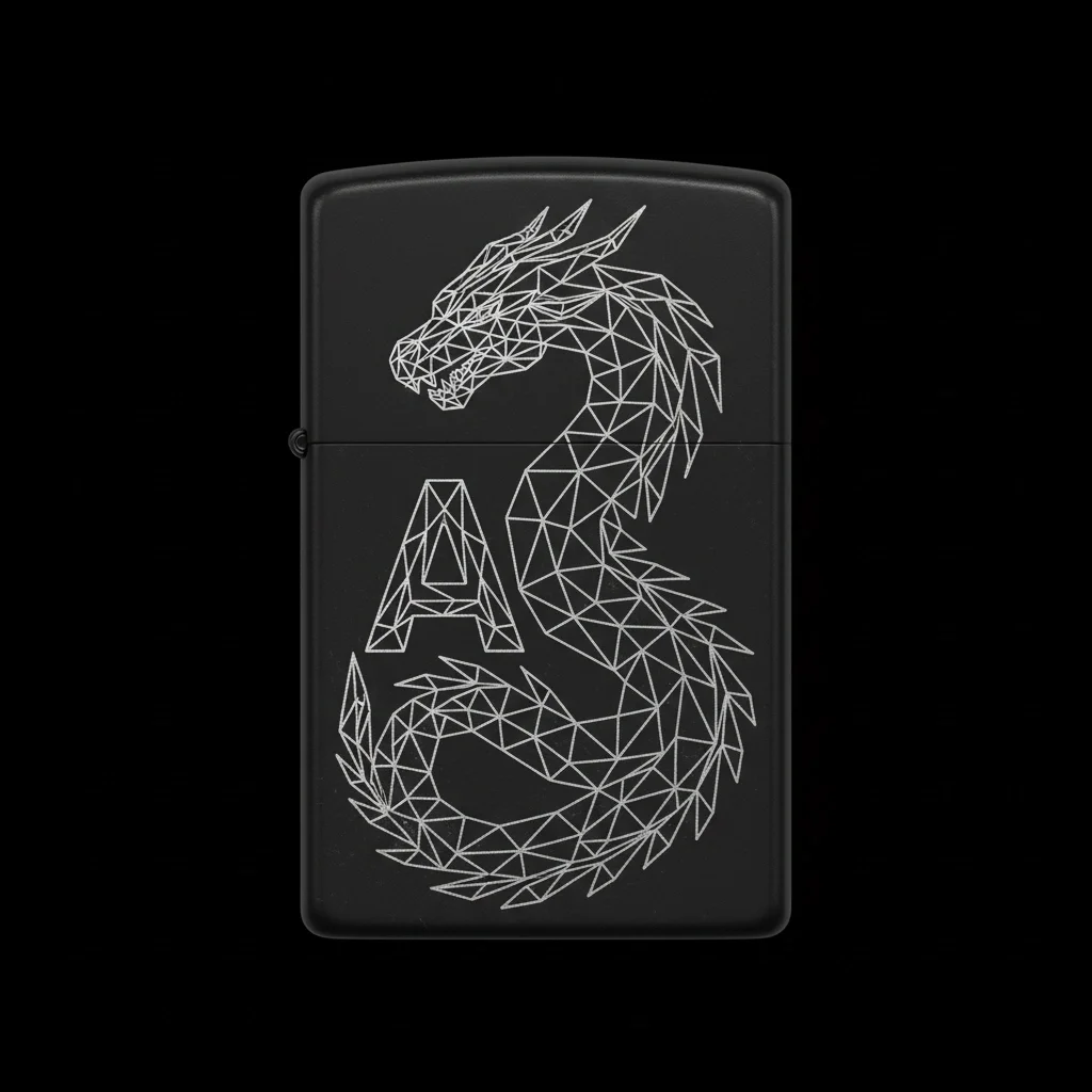 Zippo Ejderha Figürlü A Harfli Tasarım - V16