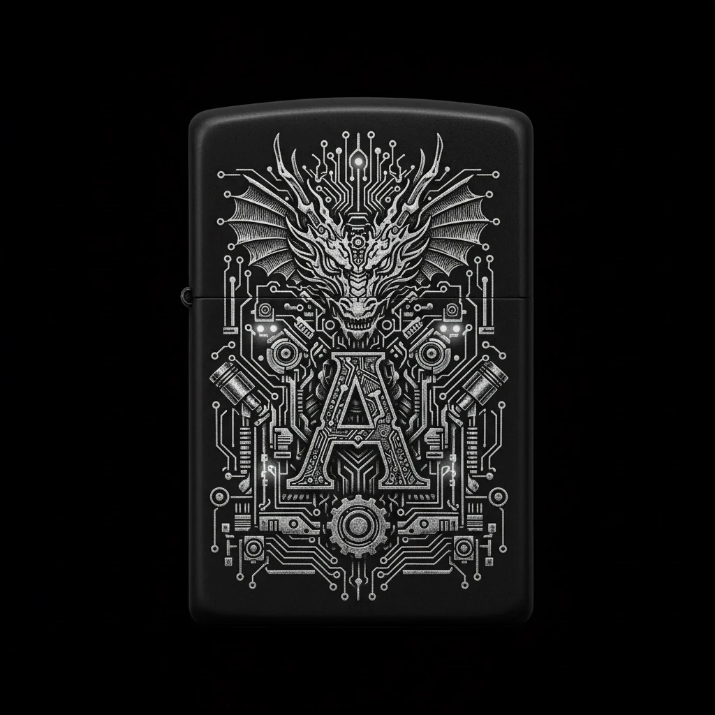 Zippo Ejderha Figürlü A Harfli Tasarım - V19