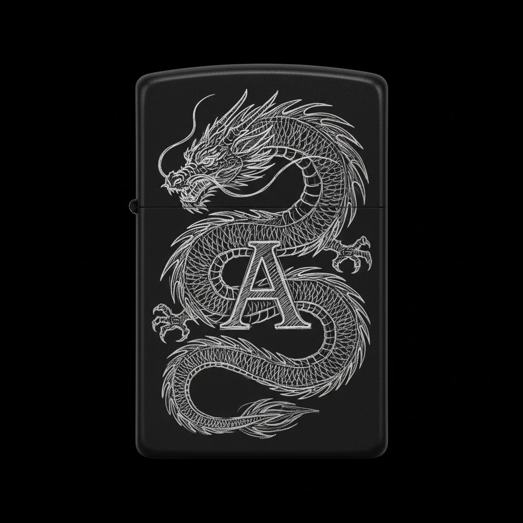 Zippo Ejderha Figürlü A Harfli Tasarım - V20