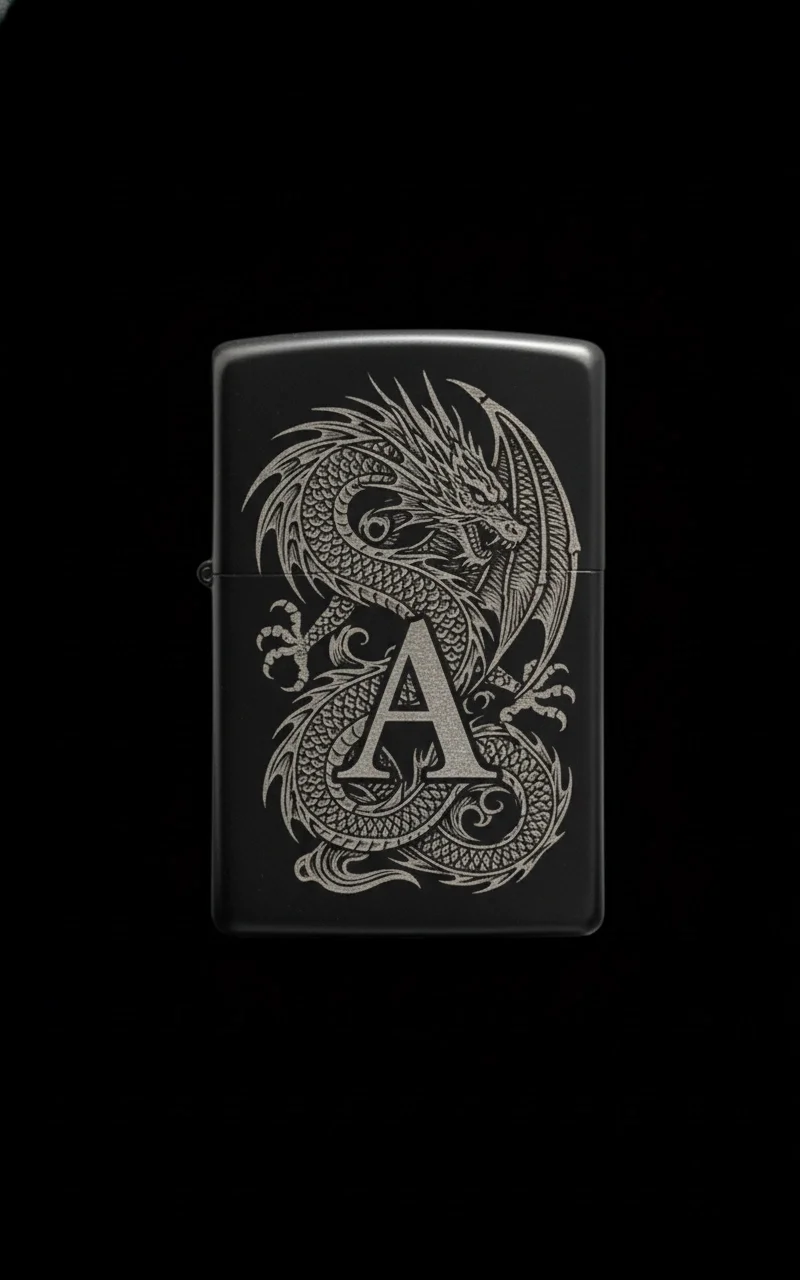 Zippo Ejderha Figürlü A Harfli Tasarım - V21