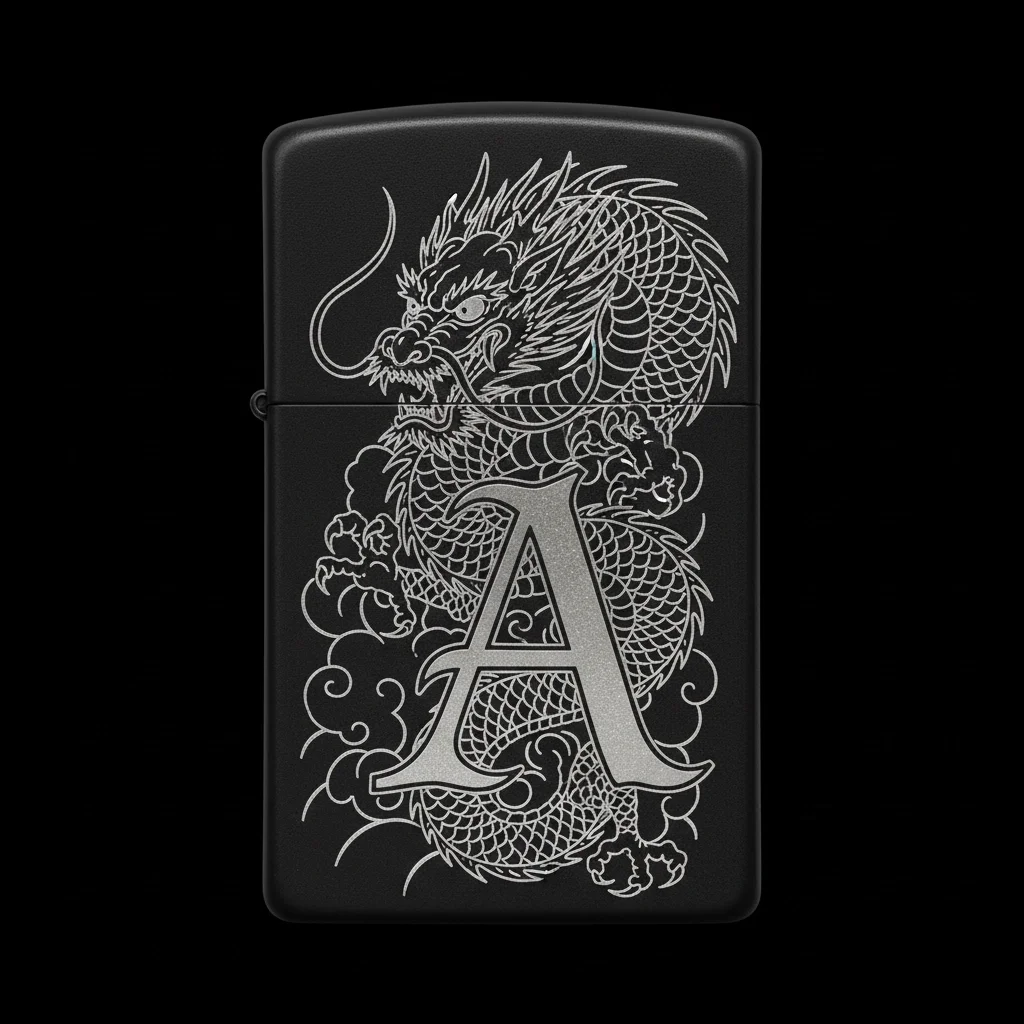 Zippo Ejderha Figürlü A Harfli Tasarım - V24