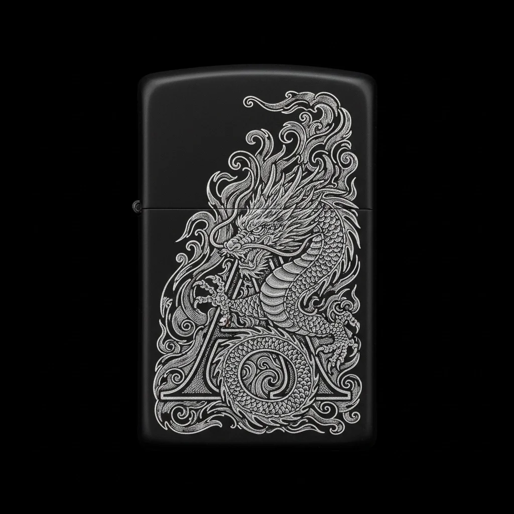 Zippo Ejderha Figürlü A Harfli Tasarım - V25